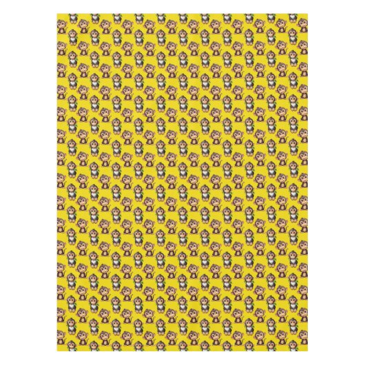 Apenpatroonontwerp Geel Tafelkleed (Voorkant)