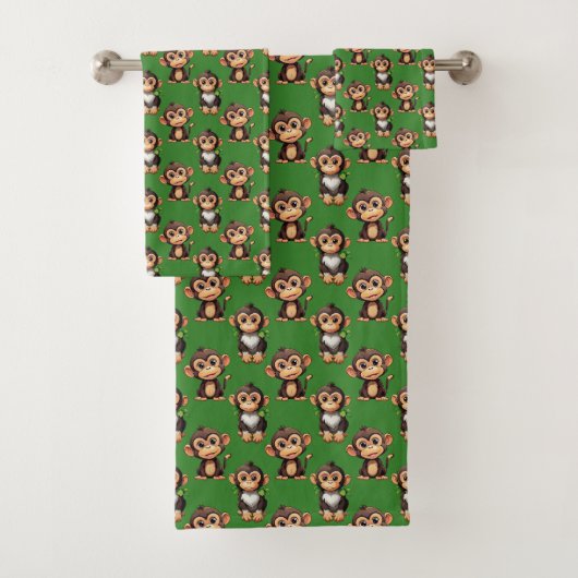 Apenpatroonontwerp Groen  Bad Handdoek (Insitu)