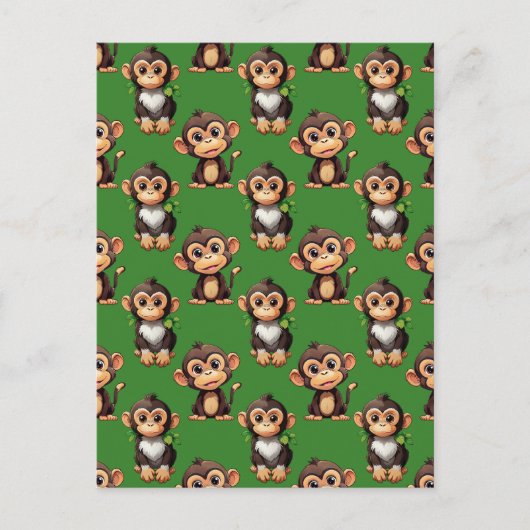 Apenpatroonontwerp Groen Briefkaart (Voorkant)