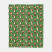 Apenpatroonontwerp Groen  Fleece Deken (Voorkant)