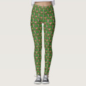 Apenpatroonontwerp Groen Leggings (Voorkant)