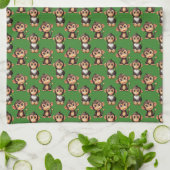 Apenpatroonontwerp Groen Theedoek (Gevouwen)