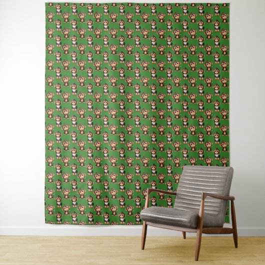 Apenpatroonontwerp Groen Wandkleed (In situ)