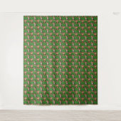 Apenpatroonontwerp Groen Wandkleed (Voorkant)