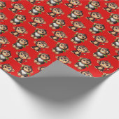 Apenpatroonontwerp Rood Cadeaupapier (Hoek)