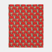 Apenpatroonontwerp Rood Fleece Deken (Voorkant)