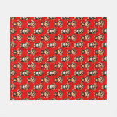 Apenpatroonontwerp Rood Fleece Deken (Voorkant (Horizontaal))