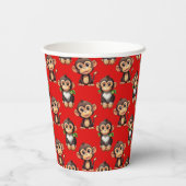 Apenpatroonontwerp Rood Papieren Bekers (Achterkant)