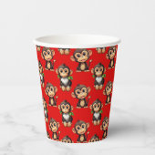 Apenpatroonontwerp Rood Papieren Bekers (Voorkant)