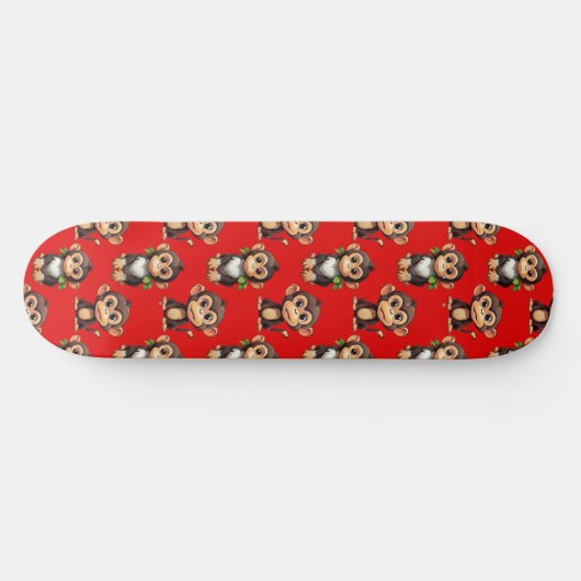Apenpatroonontwerp Rood Persoonlijk Skateboard (Horizontaal)