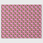 Apenpatroonontwerp Roze Cadeaupapier (Vlak)