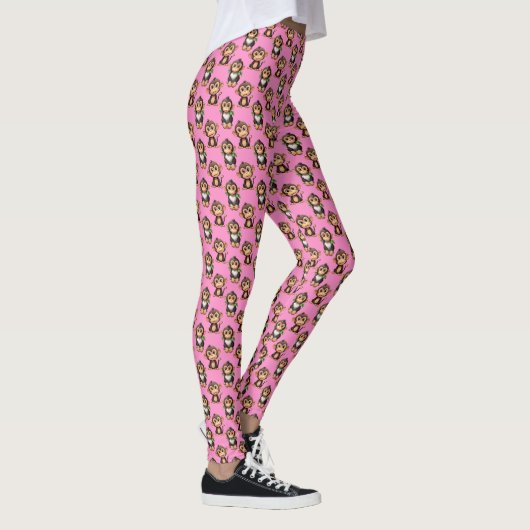 Apenpatroonontwerp Roze  Leggings (Rechts)