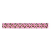 Apenpatroonontwerp Roze  Satijnen Lint (Voorkant)