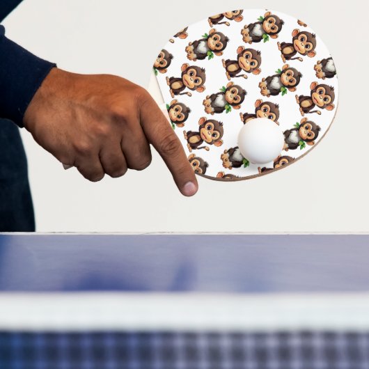 Apenpatroonontwerp Wit Tafeltennisbatje (Insitu)