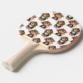 Apenpatroonontwerp Wit Tafeltennisbatje (Voorkant Gekanteld)