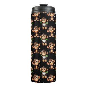 Apenpatroonontwerp Zwart  Thermosbeker