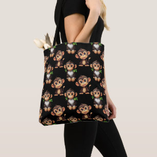 Apenpatroonontwerp Zwart Tote Bag