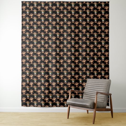 Apenpatroonontwerp Zwart Wandkleed (In situ)