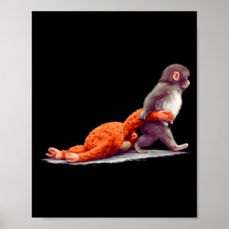 Apenstaartje baby grafisch klein slaan grote liefd poster