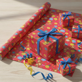 Apenstrekenpatroon Cadeaupapier