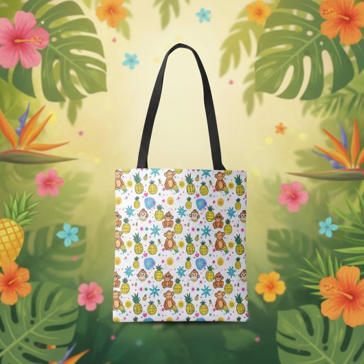 Apenstrekenpatroon Tote Bag