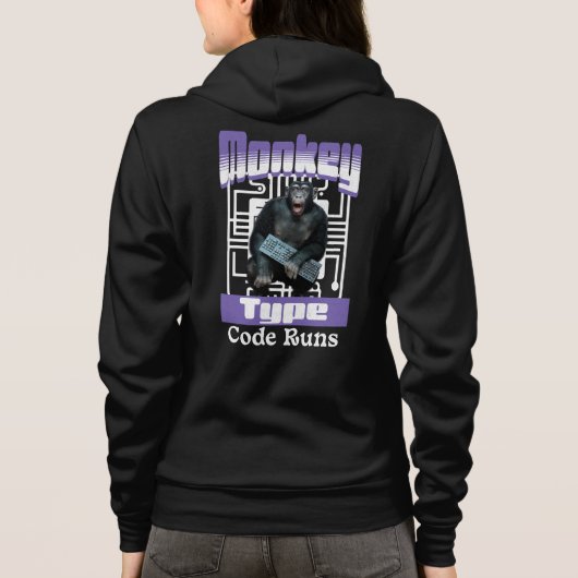 Apentype, code draait grappige full-stack ontwikke hoodie (Achterkant)