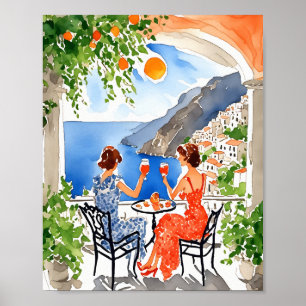 Aperitivo in de Waterverf van Amalfi Poster