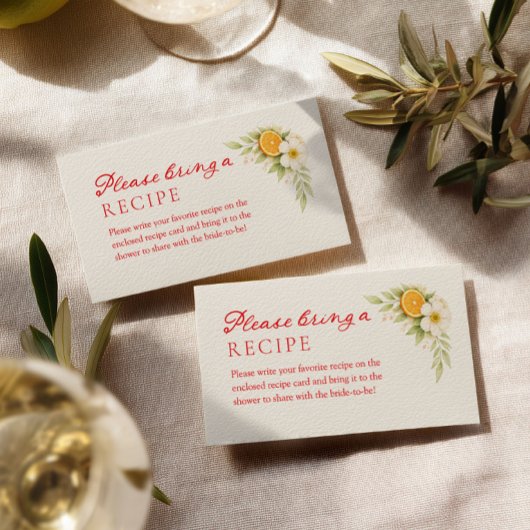Aperol Bridal Shower Recipe Informatiekaartje