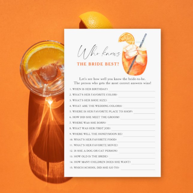 Aperol cocktail - Wie kent de bruid het beste spel (Creator heeft geüpload)