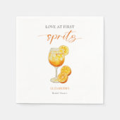 Aperol Liefde Op De Eerste Spritz Oranje Bruidsfee Servet (Voorkant)