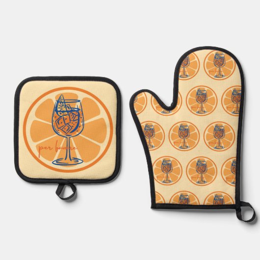 Aperol per favore ovenwant & pannenlap set (Voorkant)