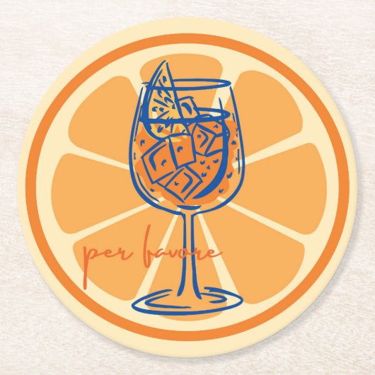 Aperol per favore ronde kartonnen onderzetter (Voorkant)