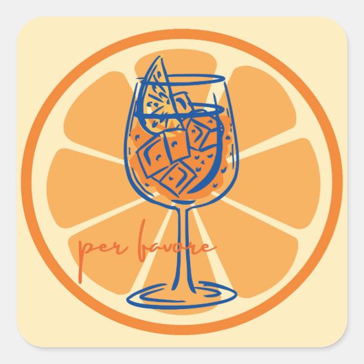 Aperol per favore vierkante sticker (Voorkant)