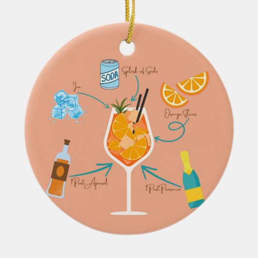 Aperol Recept Keramisch Ornament (Voorkant)