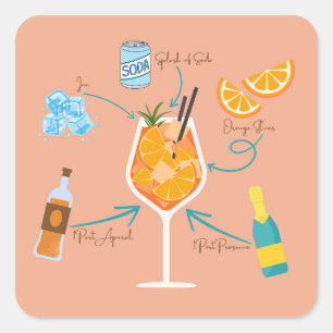Aperol Recept Vierkante Sticker