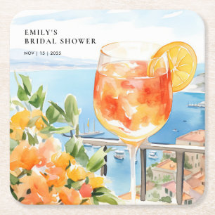 Aperol Spritz Amalfi Bruidsuitnodiging Kartonnen Onderzetters