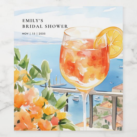 Aperol Spritz Amalfi Bruidsuitnodiging Wijn Etiket (Enkel label)