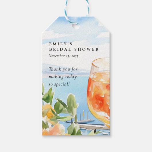 Aperol Spritz Amalfi Bruiloftsfeest Cadeaulabel (Voorkant)