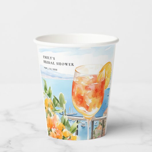 Aperol Spritz Amalfi Bruiloftsfeest Papieren Bekers (Achterkant)