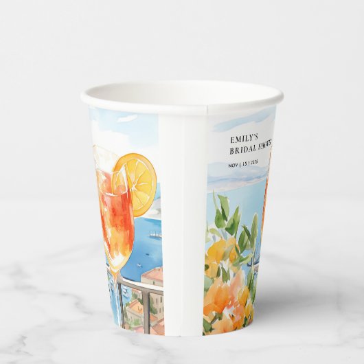 Aperol Spritz Amalfi Bruiloftsfeest Papieren Bekers (Rechts)