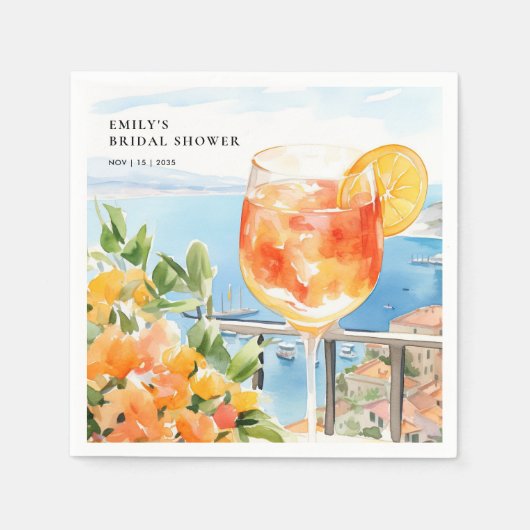 Aperol Spritz Amalfi Bruiloftsfeest Servet (Voorkant)