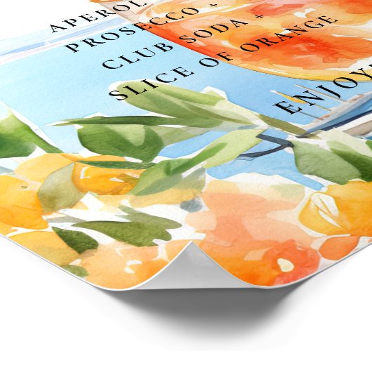 Aperol Spritz Amalfi Teken Handtekening Drink Poster (Hoek)