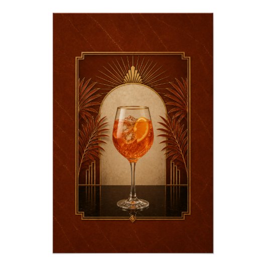 Aperol Spritz Art Deco Poster | Printbare Gatsby B (Voorkant)