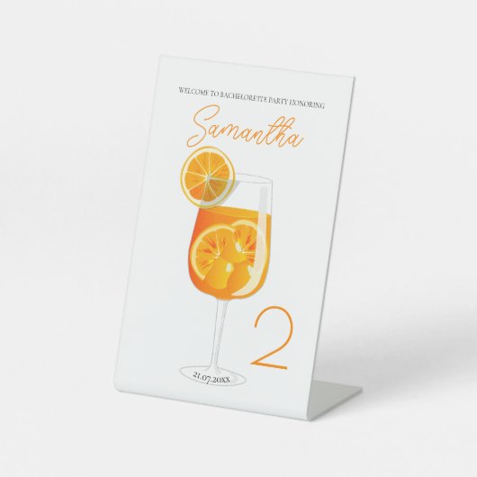 Aperol Spritz Bachelorette-feest welkom Reclamebord Met Voetstuk (Voorkant)