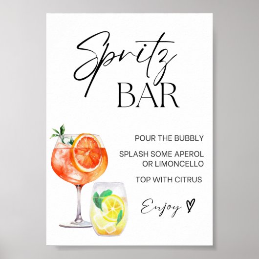 Aperol Spritz Bar teken, Spritz cocktail print (Voorkant)