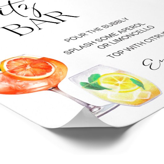 Aperol Spritz Bar teken, Spritz cocktail print (Hoek)