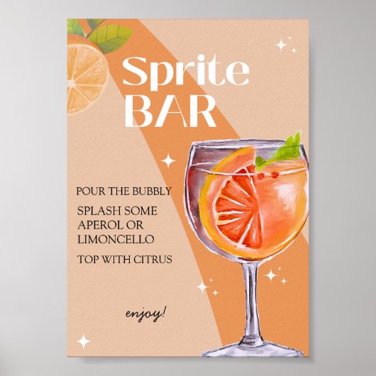 Aperol Spritz Bar teken, Spritz cocktail print (Voorkant)