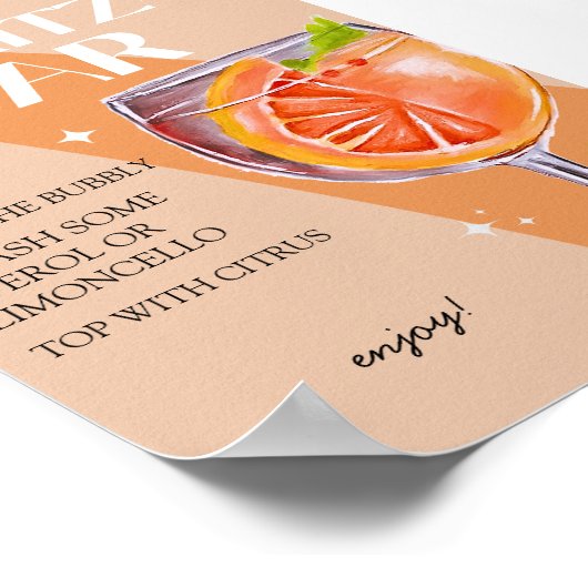 Aperol Spritz Bar teken, Spritz cocktail print (Hoek)