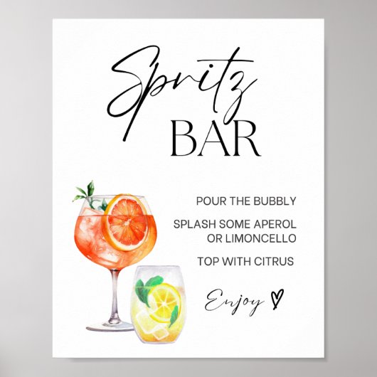 Aperol Spritz Bar teken, Spritz cocktail print (Voorkant)
