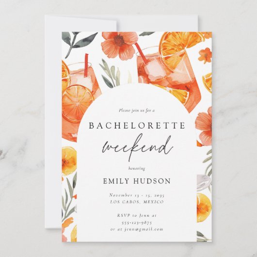 Aperol Spritz Beach Bachelorette Weekend Itinerary Kaart (Voorkant)